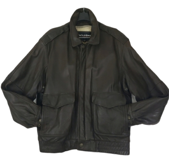 Vtg 80s Wilsons Leather Jacket Men's L A 2 Bomber Flight Motorcycle Brown Heavy. - Picture 12 of 15